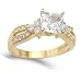 Cheap Princess Solitaire CZ Engagement Ring 14k Yellow Gold Bridal (1.50 CT), Size 9 On Sale