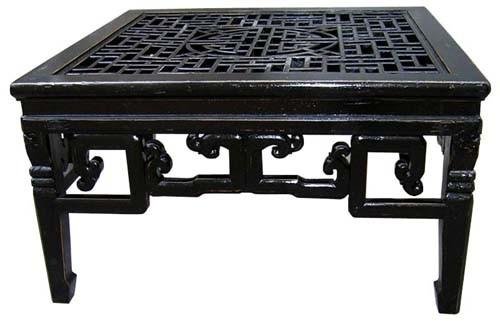 Antique Carved Black Coffee Table