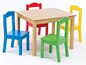 Furniture online: Tot Tutors Kids' Table and 4 Chair Set, Primary Wood