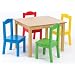 Tot Tutors Kids' Table and 4-Chair Set, Primary Wood
