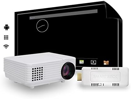 Multimedia Mini LED Projector Private Cinema Video Movie Gaming COMPLETE PACKAGE with Wi-Fi SmartStick Custom Android PC Mini Computer (Custom Projection Screen Options)