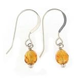 Anna Perrone Orange Faceted Round Glass Bead Earrings Finished with .925 Sterling Silver