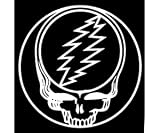 Grateful Dead Sticker ~White Vinyl Rub On Car Window Decal-Grateful Dead Steal Your Face Lightning