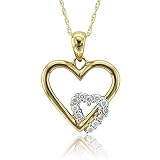 10k Yellow Gold Heart Diamond Pendant Necklace (HI, I, 0.10 carat)