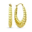14K Yellow Gold Fancy Shrimp Design Hoop Earrings