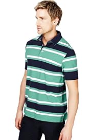 Blue Harbour Pure Cotton Block Striped Polo Shirt