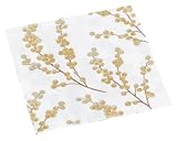 Caspari Berry Branches Paper Dinner Napkin Package, White and Gold