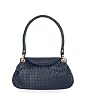 Fontanelli Dark Blue Woven Italian Leather Flap Shoulder Bag