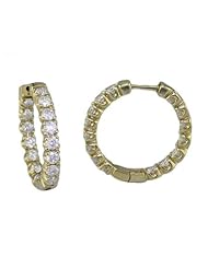 4 CT Inside-Out Diamond Hoop Earrings 14k White Gold