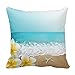 Plumeria Starfish Beach Tropical Hawaii Throw Pillow Cover Cotton Pillowcase Cushion Cover