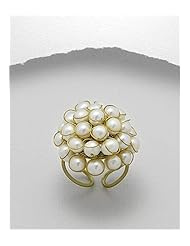 Fresh Water Pearl Ring In Brass