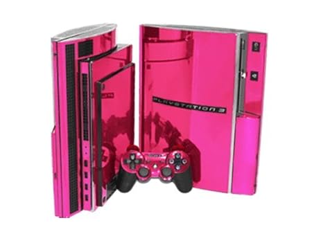 PlayStation 3 Skin (PS3) - NEW - PINK CHROME MIRROR system skins faceplate decal mod