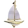 14K Yellow Gold Blue Chalcedony and Diamond Sailboat Brooch/Pendant