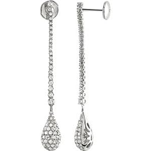 IceCarats Designer Jewelry 14K White Gold 2 Ctw Diamond Earrings . Pair 2 Ct Tw