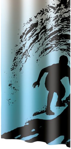 Veratex 72-Inch Wild Surf Curtain Aqua