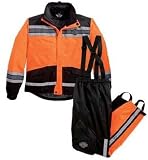 Harley-Davidson® Men's Hi-Vis Rain Suit (Jacket & Pants). Lightweight. 3M Scotchlite (TM) Reflective Material stripes and graphic for additional visibility. 98275-08VM 5X-Large