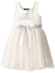 Girls Lace Striped Print Ballerina Cotton/Spandex Elasticized   Waistline Maxi Dress 