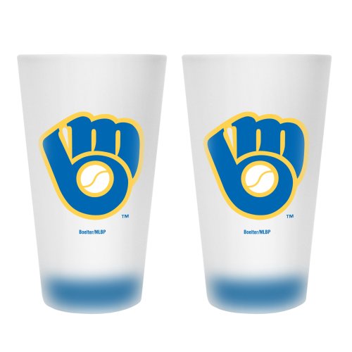 Milwaukee Brewers Retro Frosted Pint Glass (16-Ounce, Set of 2)
