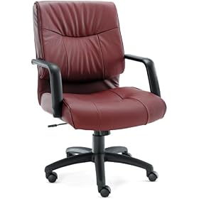 Alera ST42LS30B Stratus Series Leather Mid-Back Swivel Tilt Chair, Burgundy