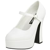 DOLLY-50, Gothic Mary Jane Plateau Pumps weiß Lack, Größe wählen:46