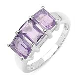 3CT 3 Stone Amethyst Ring In Sterling Silver (Available in Sizes 5-9)
