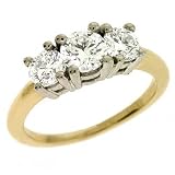 14k Two-Tone 3 Stone 1.46 Ct Diamond Ring - Size 7.0