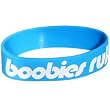 Aqua Blue White Boobies Rule Awareness for Breast Cancer Bracelet