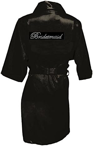 Rhinestone Black Satin Bridal Party Robe