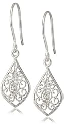 Sterling Silver Filigree Teardrop Dangle Earrings