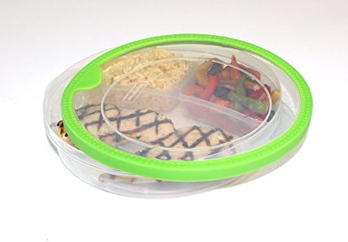 3 Compartment Food Containers, Large Lunch Container with Lid, Microwaveable, Freezer & Dishwasher Safe, Reusable Bento Lunch Box, and Divided Plate
