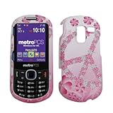 Pink Peace Flower Design Snap-On Cover Case for Metro PCS Samsung Messager  ....