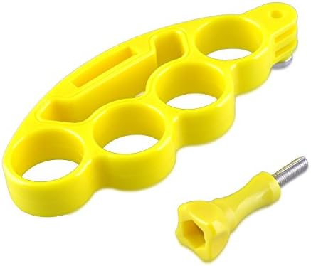 HOFUN Handheld Knuckles Grip Mount with Thumb Screw for GoPro Hero4,3,2,1 Camera Finger Grip Hand-Free Mount (Yellow)