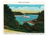 Bangor, Maine, Riverside Park View of a Steamer on the Penobscot River Giclee Poster Print