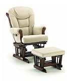 Shermag Glider With Ottoman In Cherry Finish With Beige Micro Fiber
