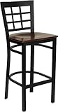 HERCULES Black Window Back Metal Bar Stool with Mahogany Wood Seat - XU-DG6 ....