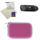 GTMax Hot Pink Eva Case+USB Memory Card Reader +LCD Screen Protector for Ca ....
