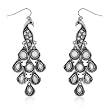 Antique Rhodium Plated Peacock Earrings with Clear Crystal Accents