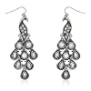 Antique Rhodium Plated Peacock Earrings with Clear Crystal Accents