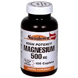 Sundown High Potency Magnesium, 500 mg, 100 Caplets (Pack of 4)