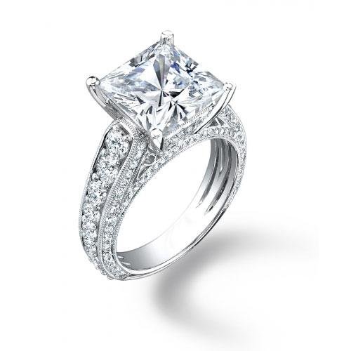 cut platinum princess ring wedding