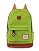 Moolecole Leather & Canvas Backpack School Bag Laptop Backpack with Cat's Ears Design