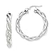 14k White Gold Polished & Satin Twisted Hoop title=