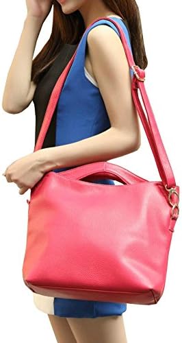 Melete Women's Handbag Genuine Leather Tote Shoulder Bags Soft Hot Rose