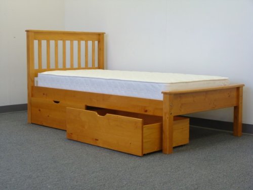 Bed Twin size with Drawers in Honey