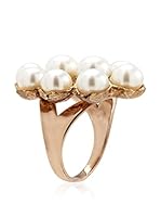 Perlaviva Anillo Freshwater Pearl Bronze Cluster (Blanco)