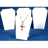 4 White Leather Necklace Pendant Chain Earring Display Stands