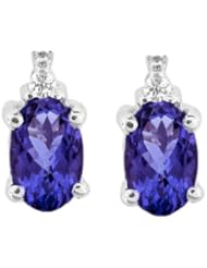 Oval Tanzanite and Diamond Earring set in 14k Gold