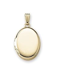 GOLD FILLED Small Oval Locket with Chain 1/2 inch x 2/3 inch