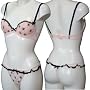Ex Store Trellis Underwired Bra & Thong Set Pink & Black