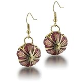 Golden Red Shell Dangle Earrings